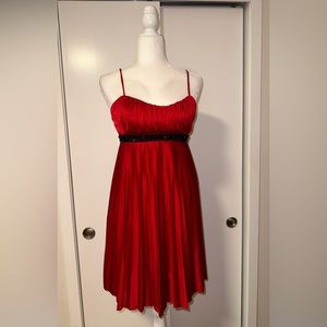 Red Pleated Cocktail Dress
